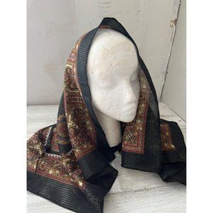 Glentex woman’s square black and burgundy scarf with metallic threads